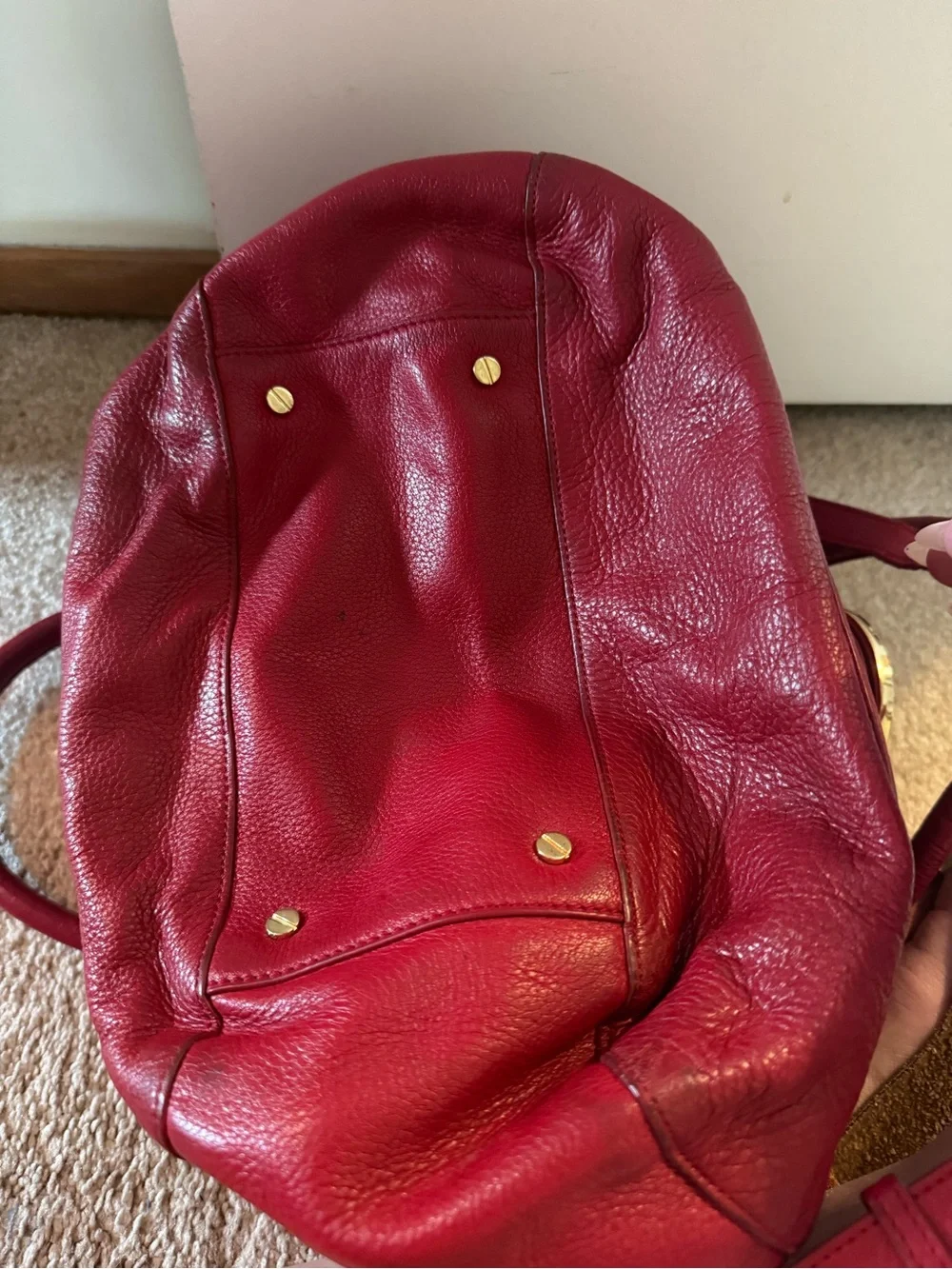 Tory Burch Red Leather Logo-Front Shoulder Bag